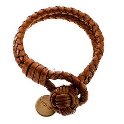 Pre Owned سوار بوتيغا فينيتا جلد أنترشياتو ميتاليك ذهبي اللون