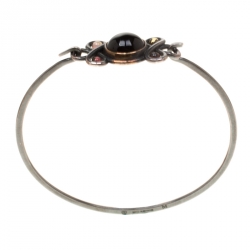 Pre Owned Bottega Veneta Smoky Quartz Tourmaline Silver Hook Bracelet 