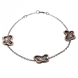 مملوكة مسبقًا Bottega Veneta Intrecciato Engraved Butterfly Charm Sterling Silver Bracelet S