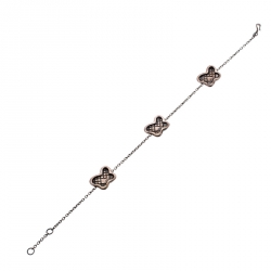 مملوكة مسبقًا Bottega Veneta Intrecciato Engraved Butterfly Charm Sterling Silver Bracelet S