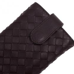 Pre Owned Bottega Veneta Brown Leather Intrecciato iPhone 4 Cover