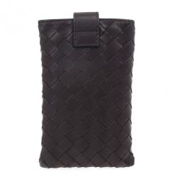 Pre Owned Bottega Veneta Brown Leather Intrecciato iPhone 4 Cover