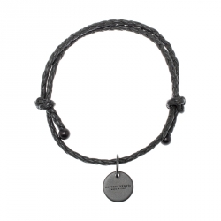Pre Owned Bottega Veneta Intrecciato Nappa Grey Woven Leather Adjustable Bracelet 