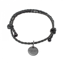 Pre Owned سوار بوتيغا فينيتا مجدول إنترشياتو قابل للتعديل جلد نابا رصاصي 