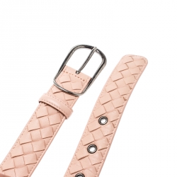 Pre Owned Bottega Veneta Peach Intrecciato Leather Belt 90CM