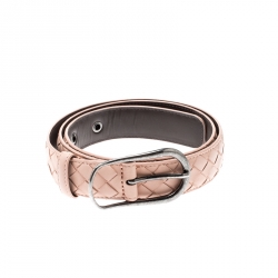 Pre Owned Bottega Veneta Peach Intrecciato Leather Belt 90CM