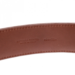 Pre Owned Bottega Veneta Bronze Intrecciato Leather Buckle Belt 80CM