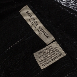 Pre Owned Bottega Veneta Black Leather Trim Fringed Cashmere Blend Scarf