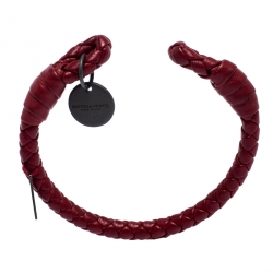 Pre Owned سوار بوتيغا فينيتا أسورة مفتوحة أنترشياتو جلد نابا أحمر S