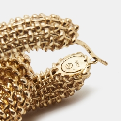 Pre Owned Bottega Veneta Double Hoop Gold Tone Drop Earrings