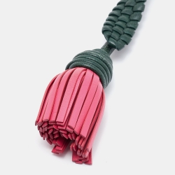 Bottega Veneta Green/Pink Intrecciato Leather Key Chain