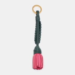 Bottega Veneta Green/Pink Intrecciato Leather Key Chain