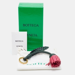 Bottega Veneta Green/Pink Intrecciato Leather Key Chain