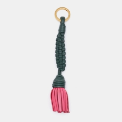 Bottega Veneta Green/Pink Intrecciato Leather Key Chain