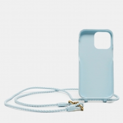 Pre Owned Bottega Veneta Light Blue Leather iPhone 14 Pro Max Andiamo Strap Case