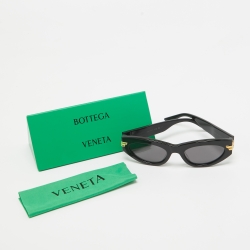 Pre Owned Bottega Veneta Black BV1189S Oval Sunglasses