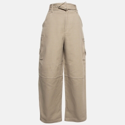 Bottega Veneta Beige Cotton Wide Leg Cargo Pants M