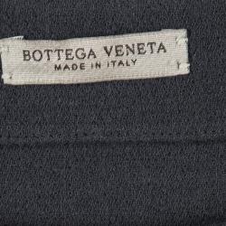 Pre Owned Bottega Veneta Grey Crepe Wool Ruffle Detail Short Sleeve Dress M