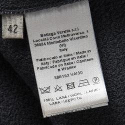 Pre Owned Bottega Veneta Grey Crepe Wool Ruffle Detail Short Sleeve Dress M