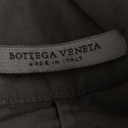 مملوكة مسبقًا Bottega Veneta Grey Draped Collar Detail Crinkled Dress S