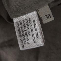 مملوكة مسبقًا Bottega Veneta Grey Draped Collar Detail Crinkled Dress S