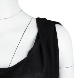 Bottega Veneta Black Cotton Draped Sleeveless Top M