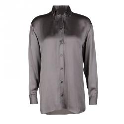 Bottega Veneta Grey Long Sleeve Silk Shirt S