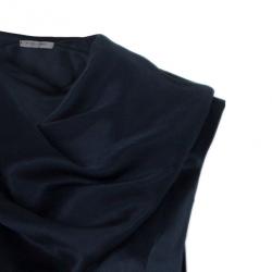 Pre Owned Bottega Veneta Black Draped Neck Detail Maxi Dress M