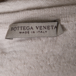 Pre Owned Bottega Veneta Cream Textured Wool V-Neck Sweater XL