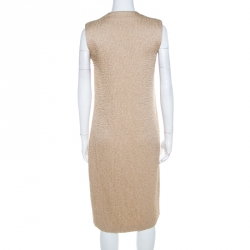 مملوكة مسبقًا Bottega Veneta Beige Textured Wool Sleeveless Shift Dress S 