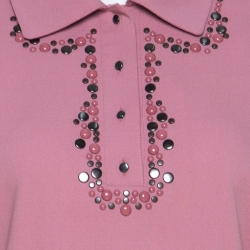 Pre Owned فستان بوتيغا فينيتا صوف بودوار روز فاتح مرصع M