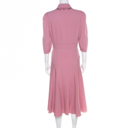 Pre Owned فستان بوتيغا فينيتا صوف بودوار روز فاتح مرصع M