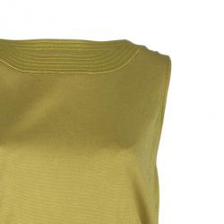 Pre Owned Bottega Veneta Yellow Jersey Belted Gown M