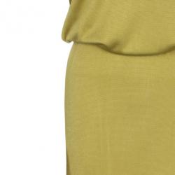 Pre Owned Bottega Veneta Yellow Jersey Belted Gown M