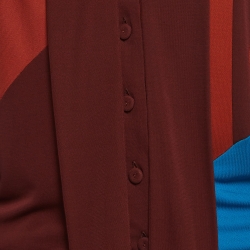 مملوكة مسبقًا Bottega Veneta Brown/Blue Patch Work Jersey Buttoned Maxi Dress M