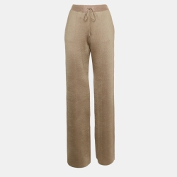 Bottega Veneta Beige Wool & Silk Knit Wide Leg Track Pants S