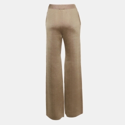 Bottega Veneta Beige Wool & Silk Knit Wide Leg Track Pants S