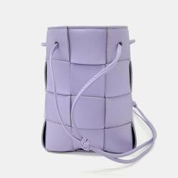 Pre Owned Bottega Veneta Purple Leather Cassette Bucket Bag