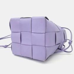Pre Owned Bottega Veneta Purple Leather Cassette Bucket Bag