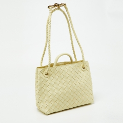 Pre Owned Bottega Veneta Yellow Intrecciato Leather Small Andiamo Tote