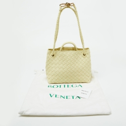 Pre Owned Bottega Veneta Yellow Intrecciato Leather Small Andiamo Tote
