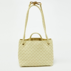 Pre Owned Bottega Veneta Yellow Intrecciato Leather Small Andiamo Tote