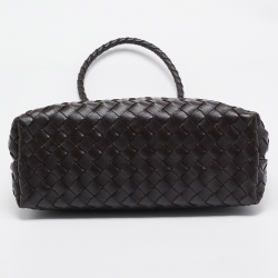 Pre Owned Bottega Veneta Dark Intrecciato Leather Medium Andiamo Bag