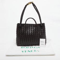Pre Owned Bottega Veneta Dark Intrecciato Leather Medium Andiamo Bag