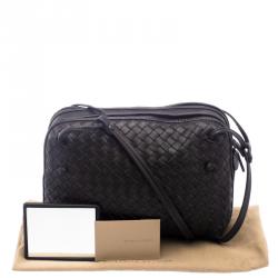 Bottega Veneta Dark Brown Intrecciato Leather Double Messenger Bag