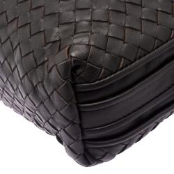 Bottega Veneta Dark Brown Intrecciato Leather Double Messenger Bag