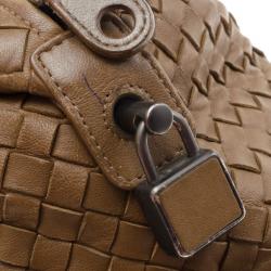 Pre Owned Bottega Veneta Intreciato Brown Top Handle Bag 