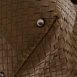 Pre Owned Bottega Veneta Intreciato Brown Top Handle Bag 