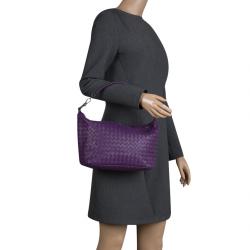 Pre Owned Bottega Veneta Purple Intrecciato Leather Hobo