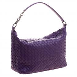 Pre Owned Bottega Veneta Purple Intrecciato Leather Hobo